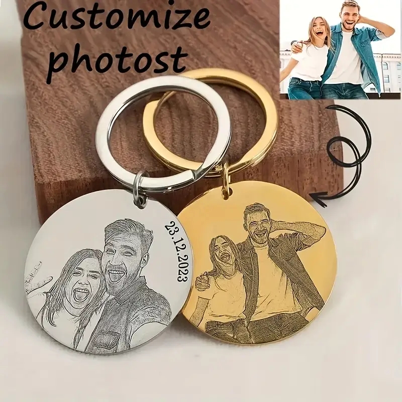 Initial Ring Custom - حلقة مفاتيح بورتريه منقوشة مخصصة، هدية