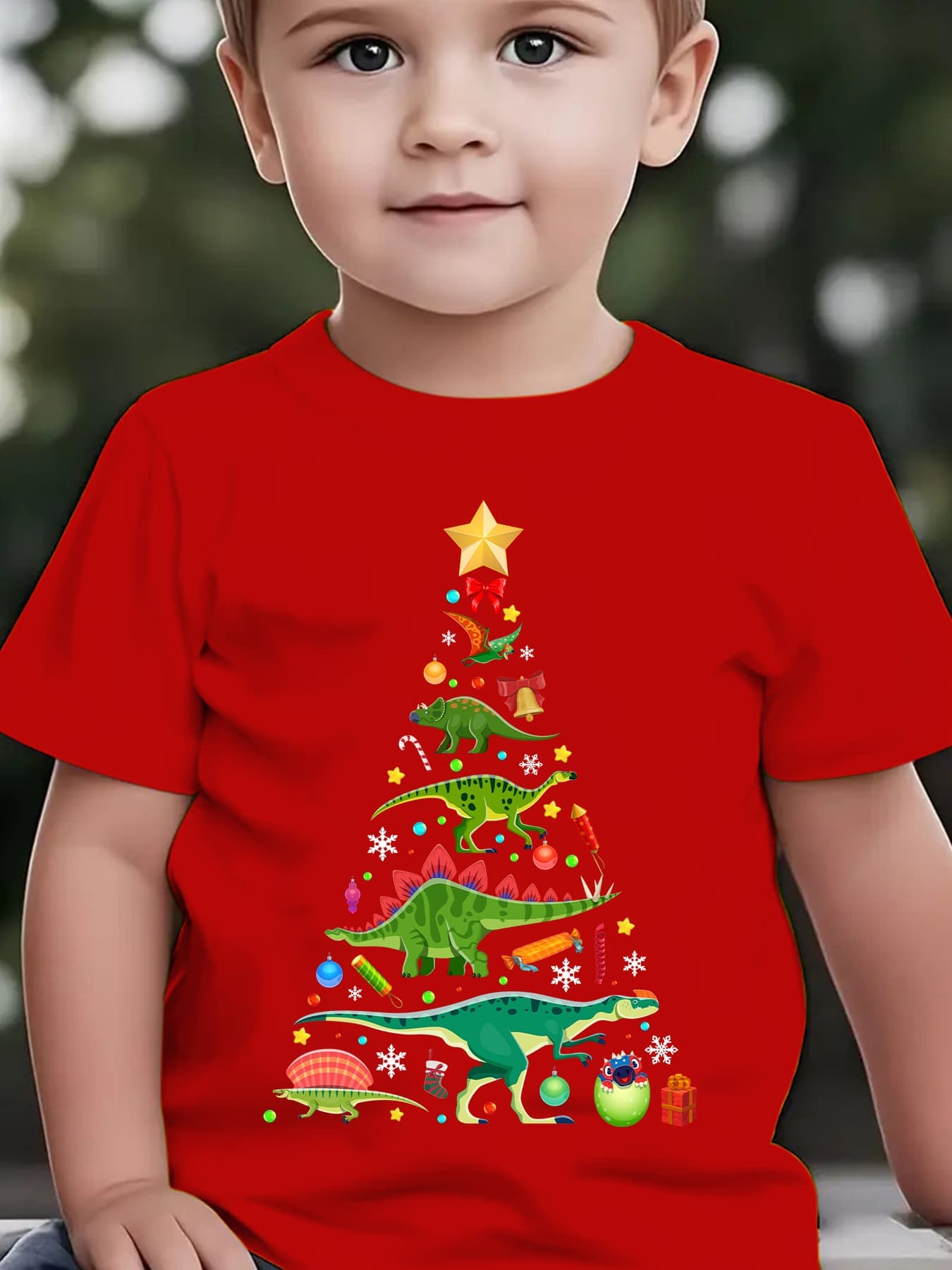 Family Tree Print - تي شيرت أطفال صيفي لعيد الميلاد